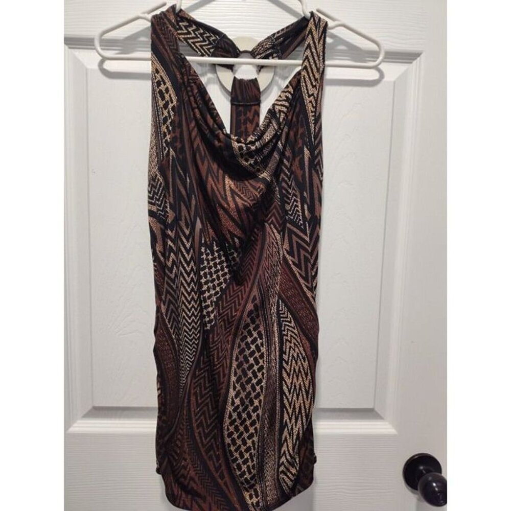 Ricki's Sz Medium Snakeskin print V-Neck Sleeveless Top W/ Rucheing At Waist - Picture 5 of 12
